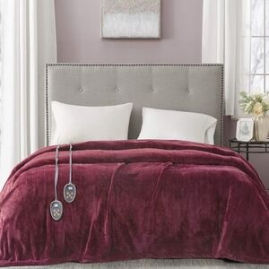 Luxurious Burgundy Heated Blanket -King